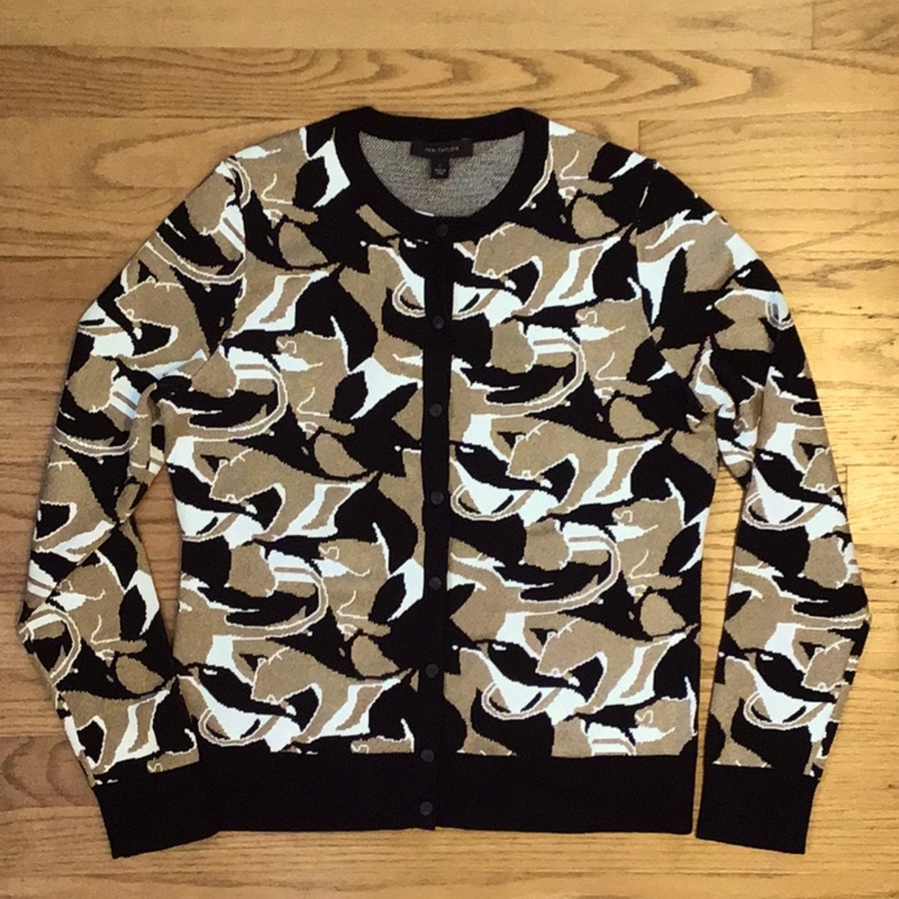 Ann Taylor Abstract Jacquard Ann Cardigan